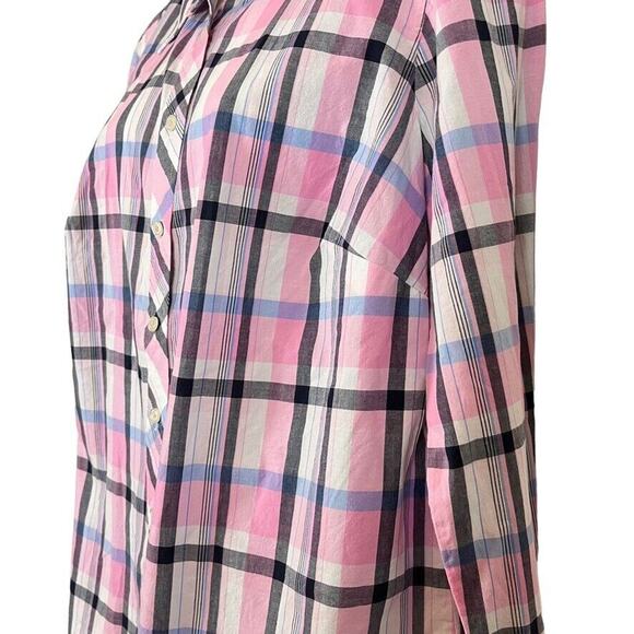 Talbots Plus Womens 100% Cotton Pink Plaid Long Sleeve Button Up Shirt X / 0X - Picture 9 of 16